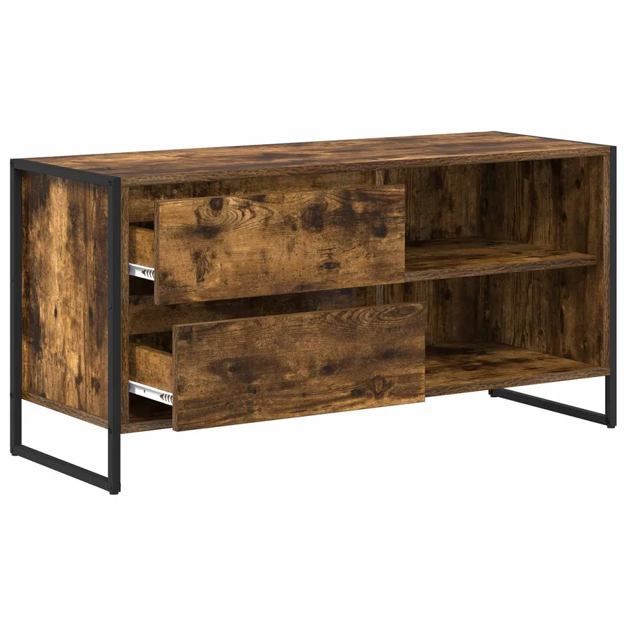 Meuble TV Chêne Fumé 100 x 36 x 49,5 cm Bois d'ingénierie - 5