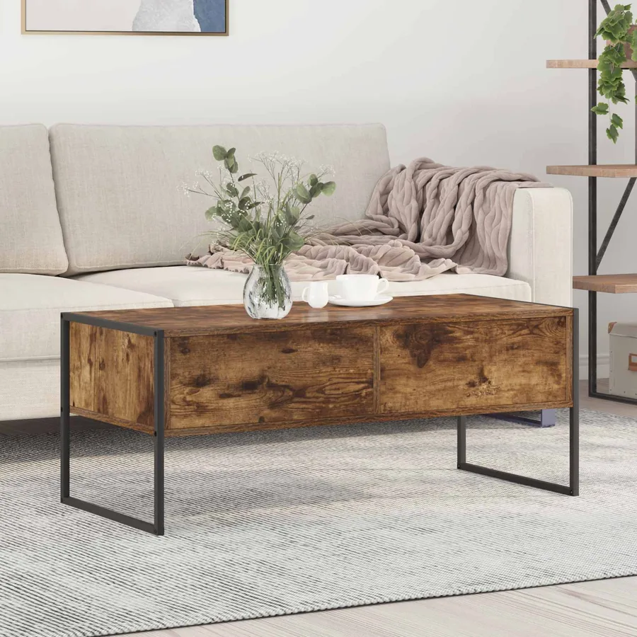 Table basse Chêne Fumé 100 x 46 x 40 cm Bois d'ingénierie