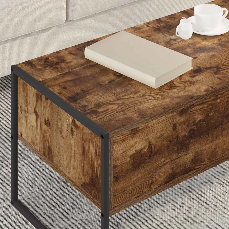 Table basse Chêne Fumé 100 x 46 x 40 cm Bois d'ingénierie - 4