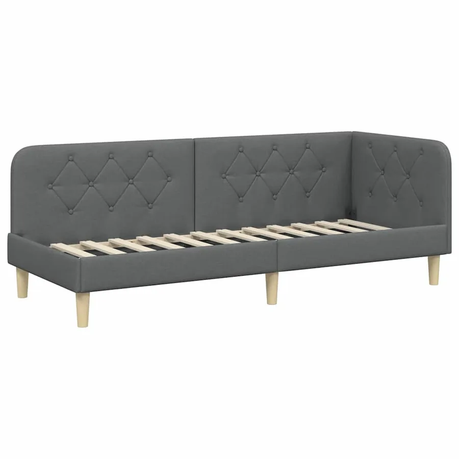 Cadre de lit d'angle Gris foncé 80 x 200 cm tissu - 2