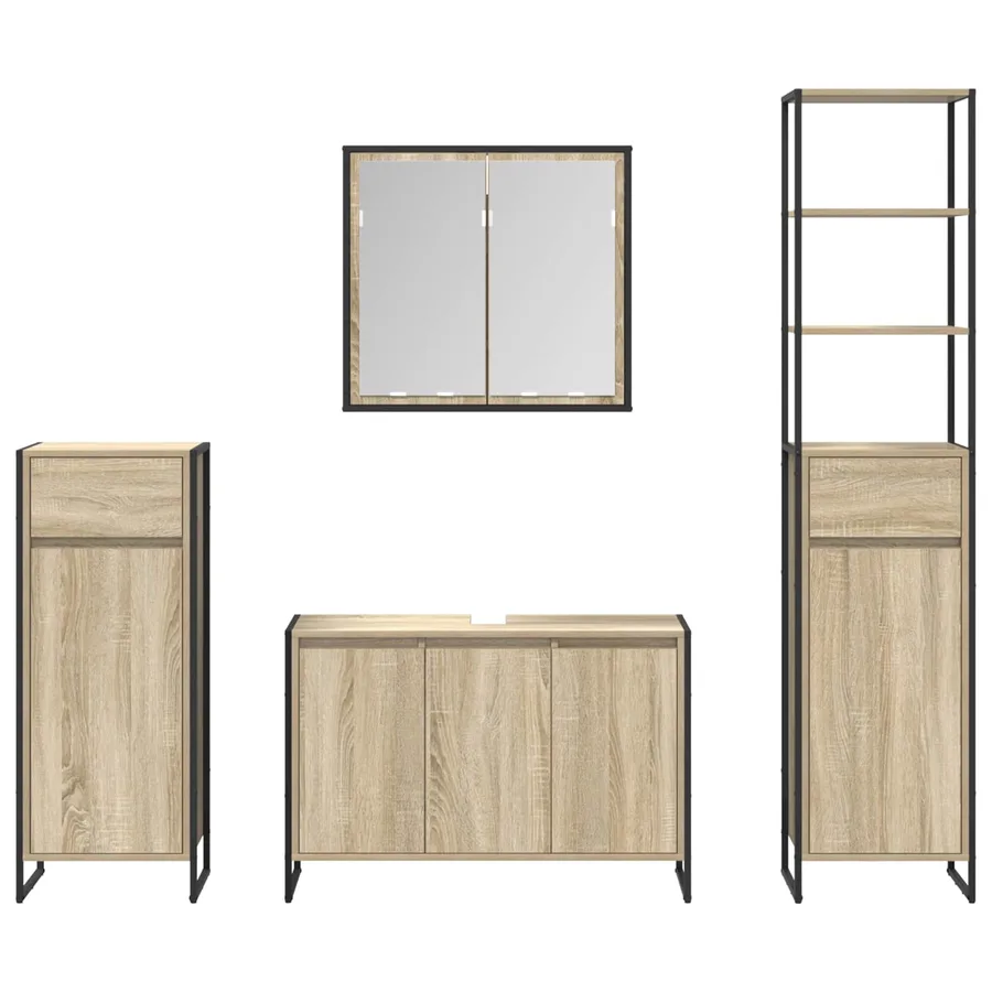 Ensemble de mobilier de salle de bain avec tiroir Chêne Sonoma - 9