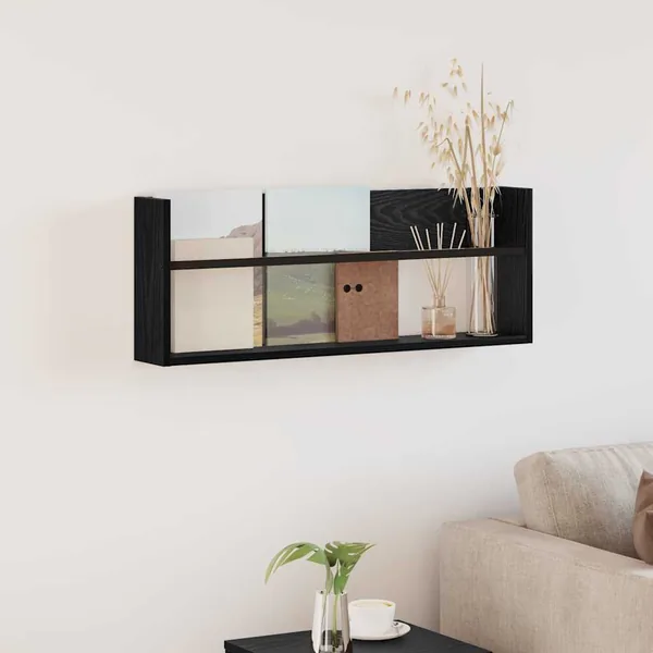 Étagère à magazines avec étagère Chêne noir 80 x 12 x 30 cm