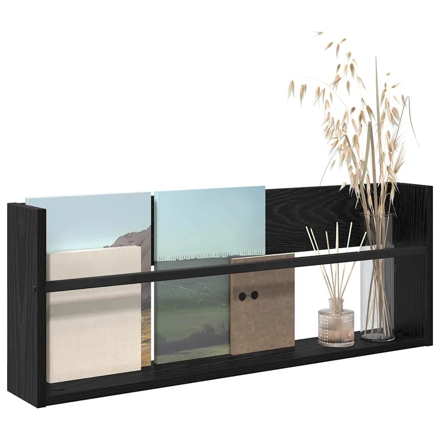 Étagère à magazines avec étagère Chêne noir 80 x 12 x 30 cm - 3