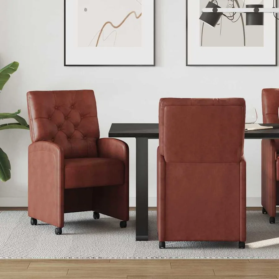 Chaises de Salle à Manger avec Roues 2 pcs Marron brillant