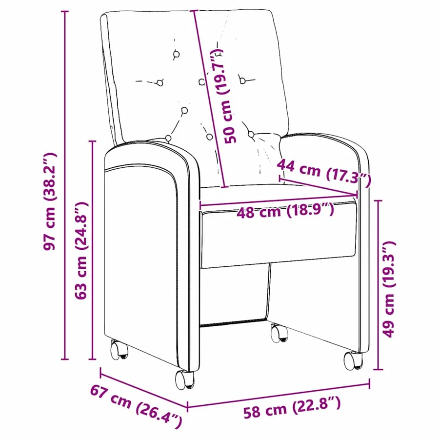 Chaises de Salle à Manger avec Roues 2 pcs Marron brillant - 11