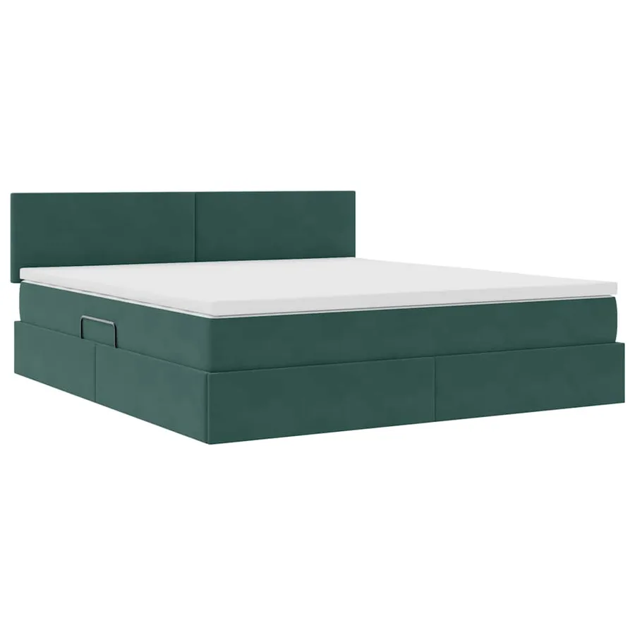 Lit de Rangement avec matelas Vert foncé 180 x 200 cm Velours - 4