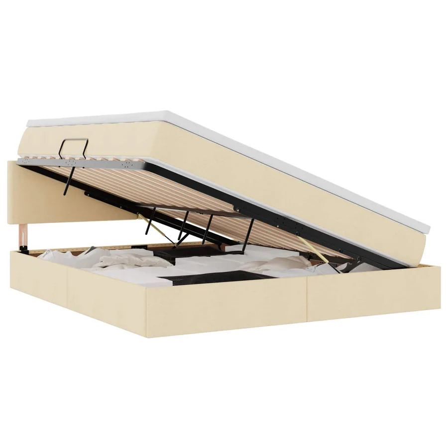 Lit avec rangement et matelas avec matelas Crème 180 x 200 cm - 2