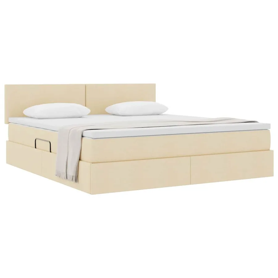 Lit avec rangement et matelas avec matelas Crème 180 x 200 cm - 3