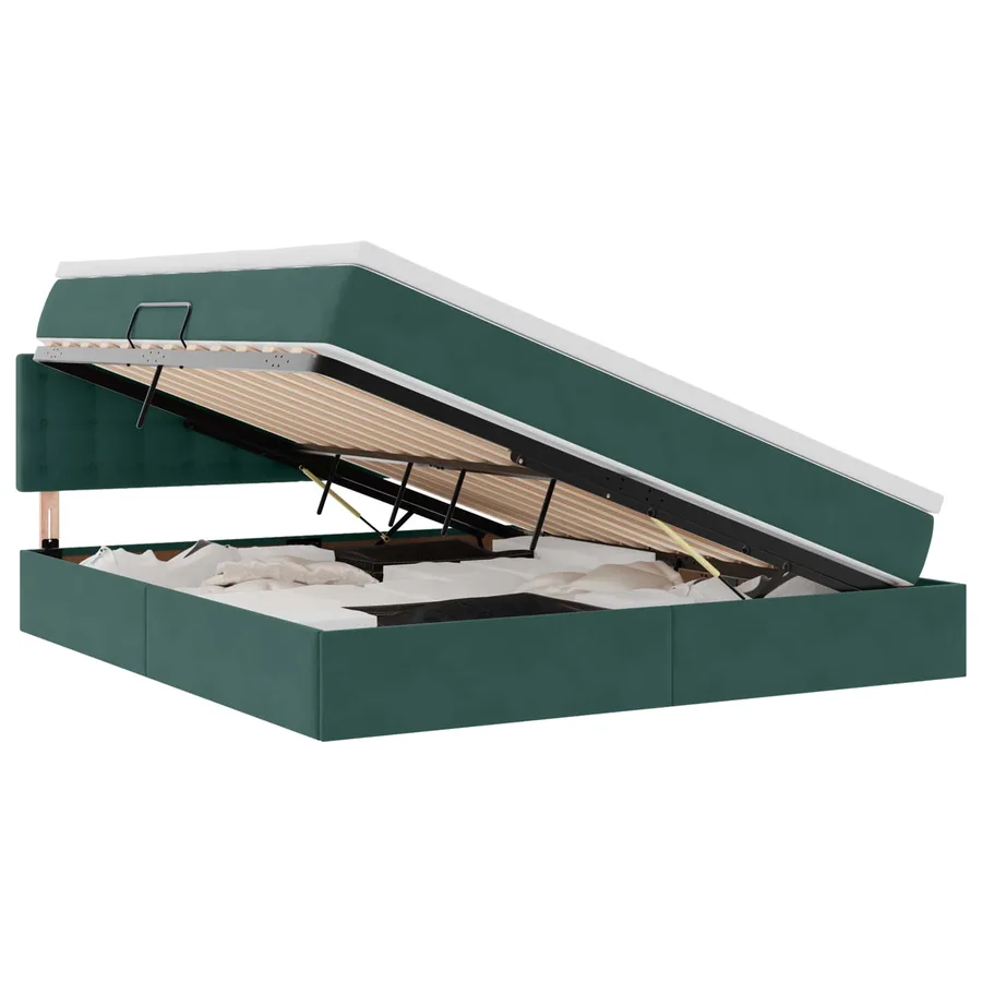 Lit de rangement LED avec matelas Vert foncé 180 x 200 cm - 2