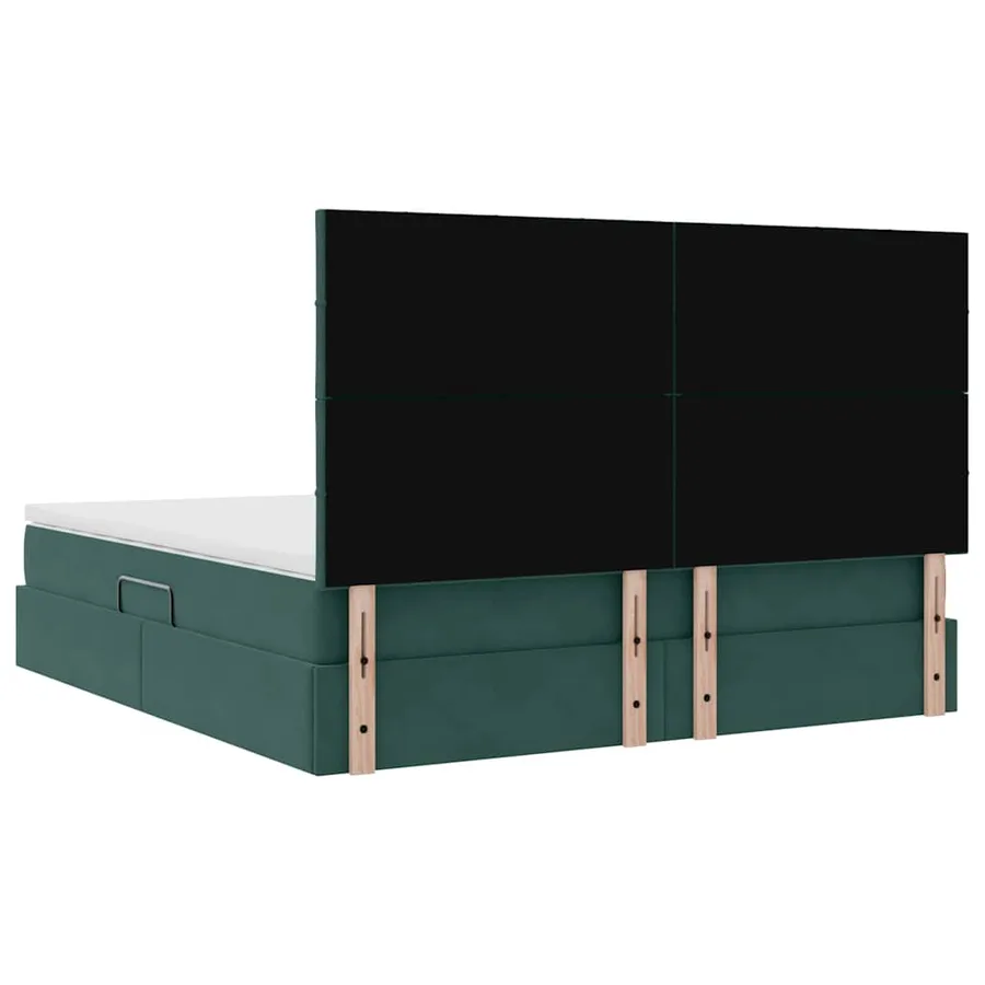 Lit avec rangement et matelas Vert foncé 180 x 200 cm Velours - 11