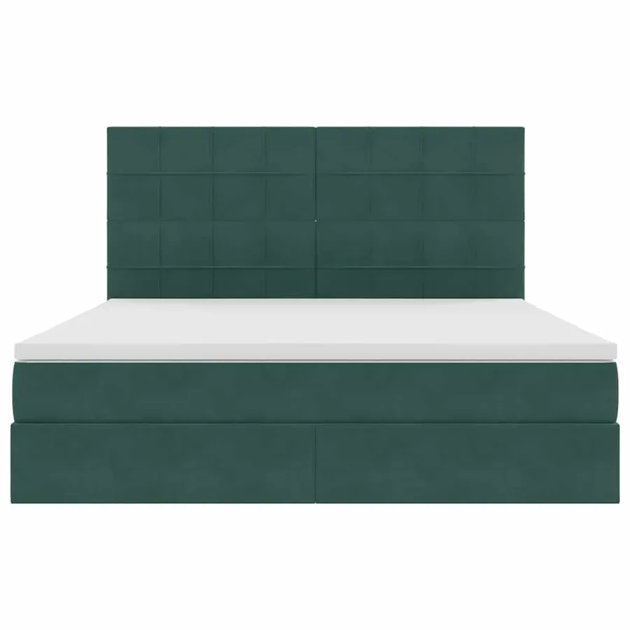 Lit avec rangement et matelas Vert foncé 180 x 200 cm Velours - 7