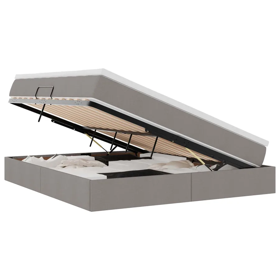 Lit avec rangement et matelas Taupe 180 x 200 cm Polyester - 2