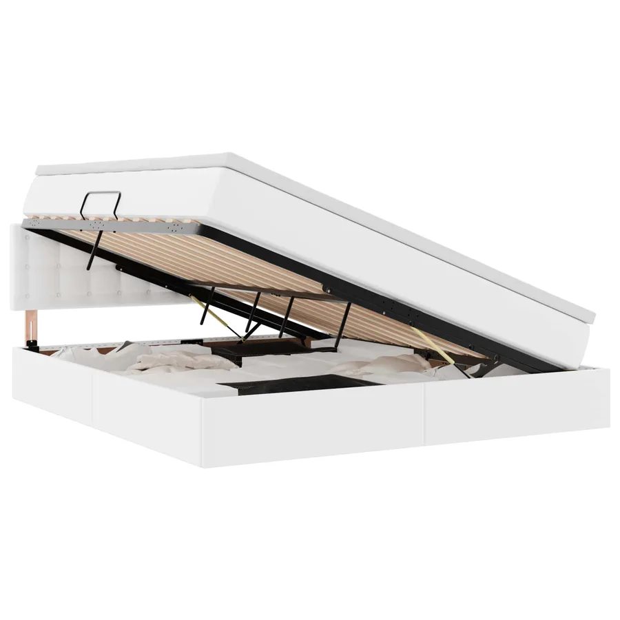 Lit avec rangement et LED avec matelas Blanc pur 180 x 200 cm - 2