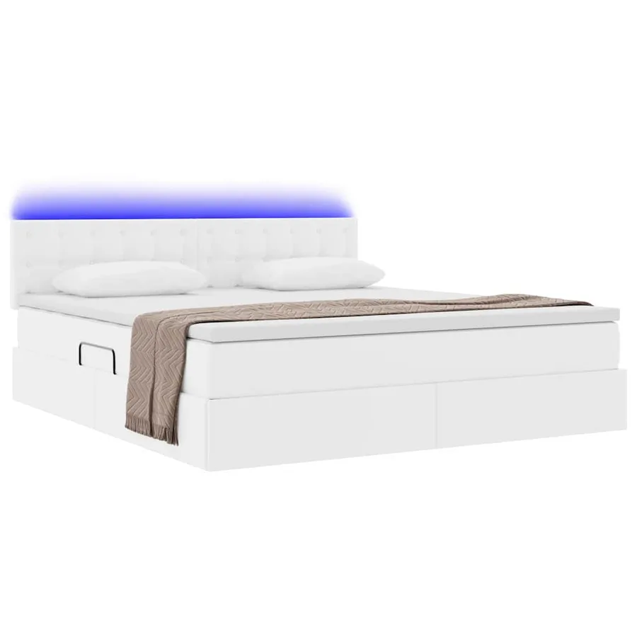Lit avec rangement et LED avec matelas Blanc pur 180 x 200 cm - 3