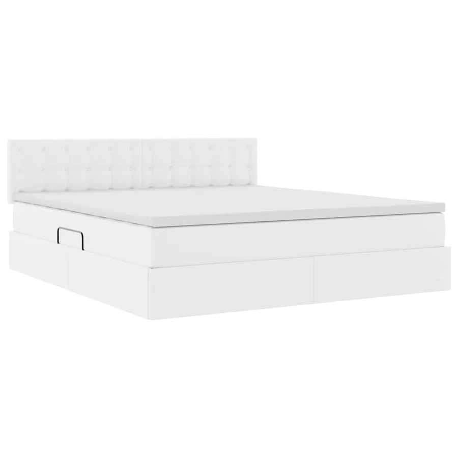 Lit avec rangement et LED avec matelas Blanc pur 180 x 200 cm - 6