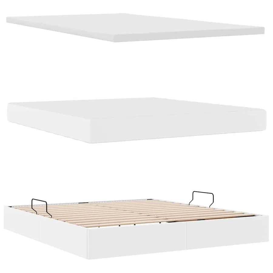 Lit avec rangement et LED avec matelas Blanc pur 180 x 200 cm - 9