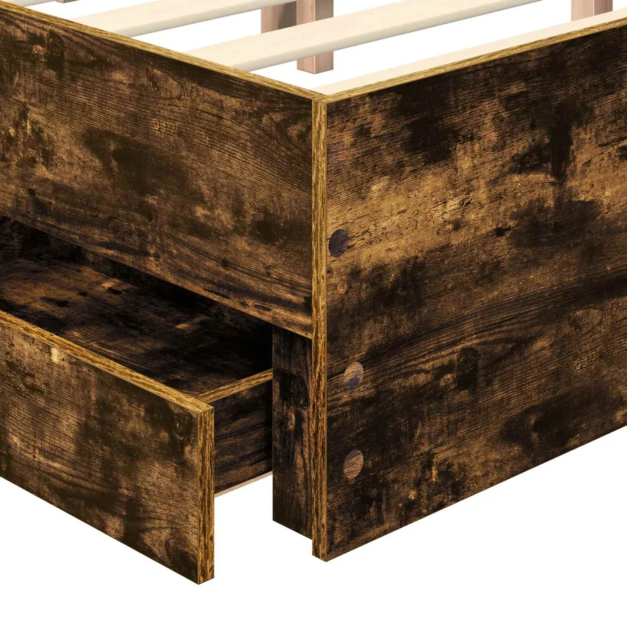 Cadre de lit Chêne fumé 160 x 200 cm Bois Ingénierie - 11