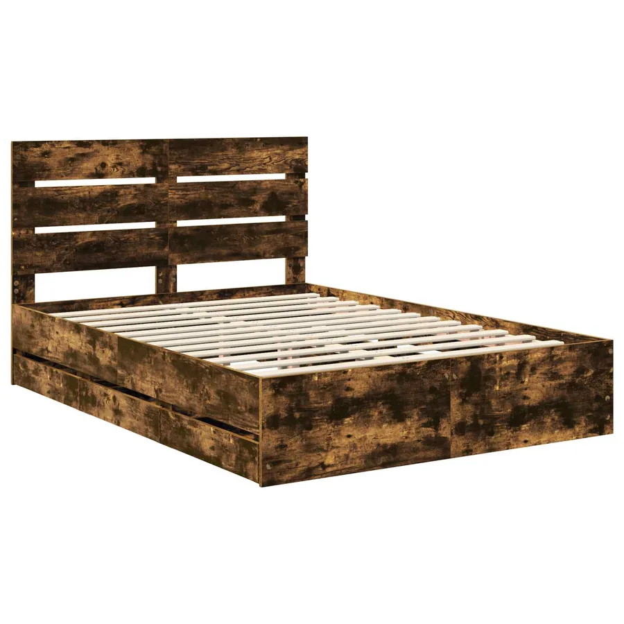 Cadre de lit Chêne fumé 160 x 200 cm Bois Ingénierie - 4