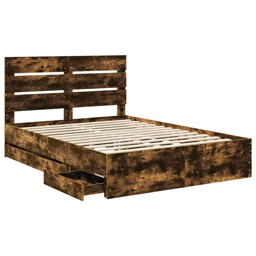 Cadre de lit Chêne fumé 160 x 200 cm Bois Ingénierie - 5