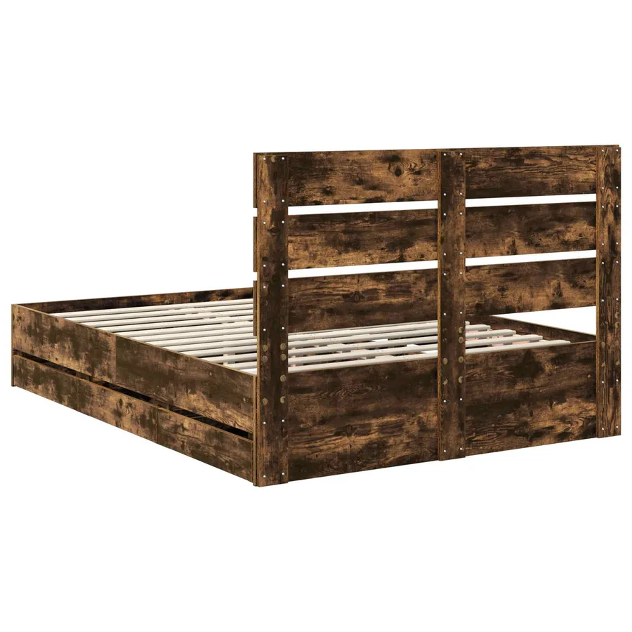 Cadre de lit Chêne fumé 160 x 200 cm Bois Ingénierie - 8