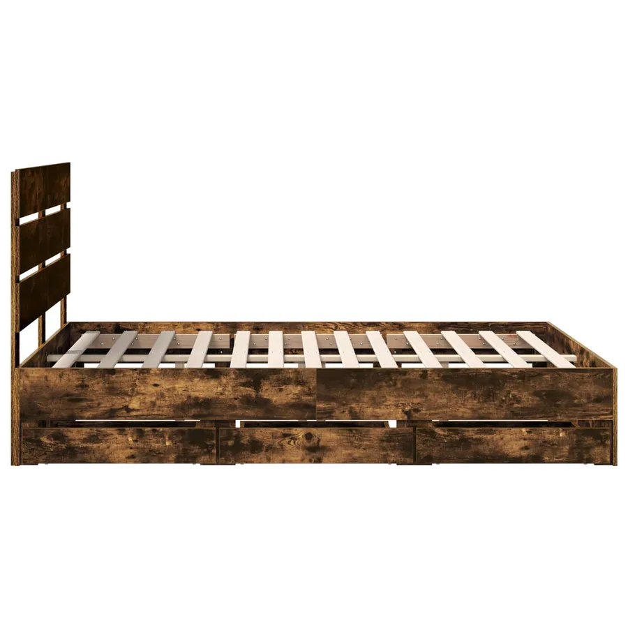 Cadre de lit Chêne fumé 160 x 200 cm Bois Ingénierie - 9