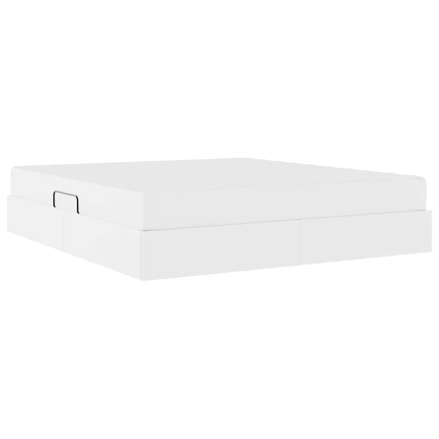 Lit avec rangement et matelas avec matelas 2 pcs Blanc Cuir - 10