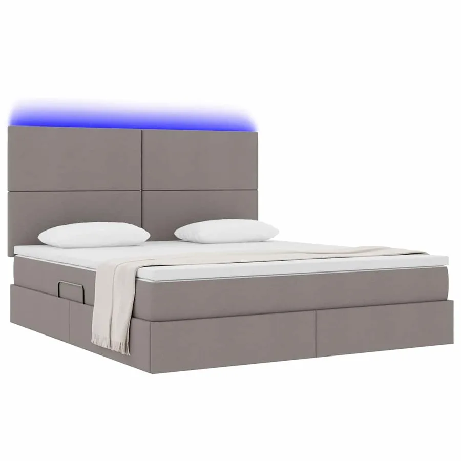 Lit de rangement LED avec matelas Taupe 180 x 200 cm Tissu - 3