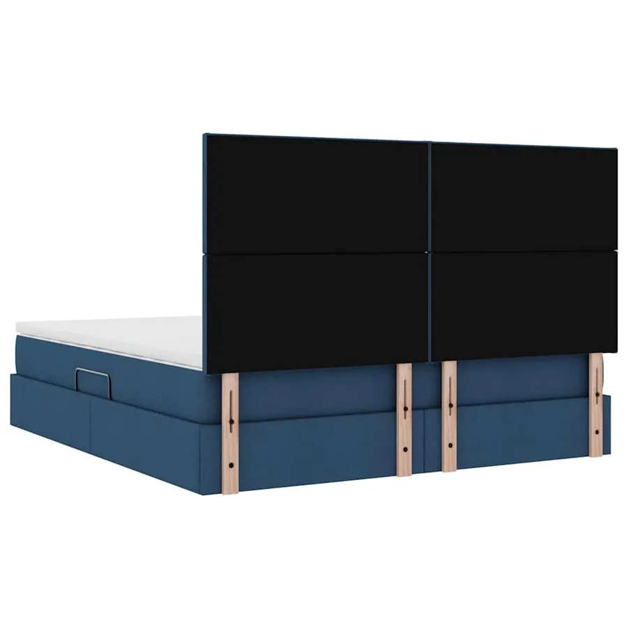 Lit avec rangement et matelas Bleu 180 x 200 cm tissu - 11