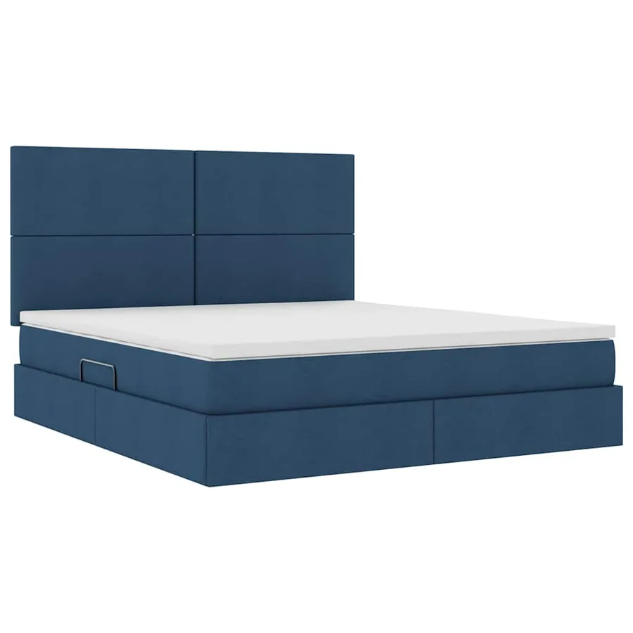 Lit avec rangement et matelas Bleu 180 x 200 cm tissu - 5