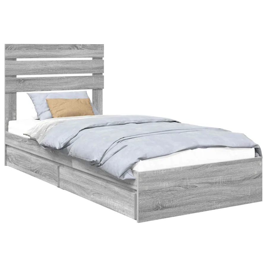 Lit de Rangement Gris Sonoma 100 x 200 cm Bois d'ingénierie - 2