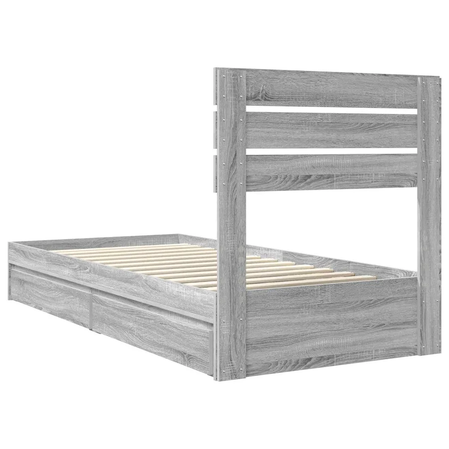 Lit de Rangement Gris Sonoma 100 x 200 cm Bois d'ingénierie - 8