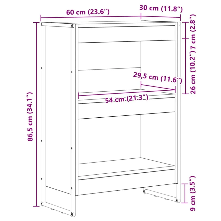 Bibliothèque 60 x 30 x 86,5 cm Bois d'ingénierie Chêne artisan - 8