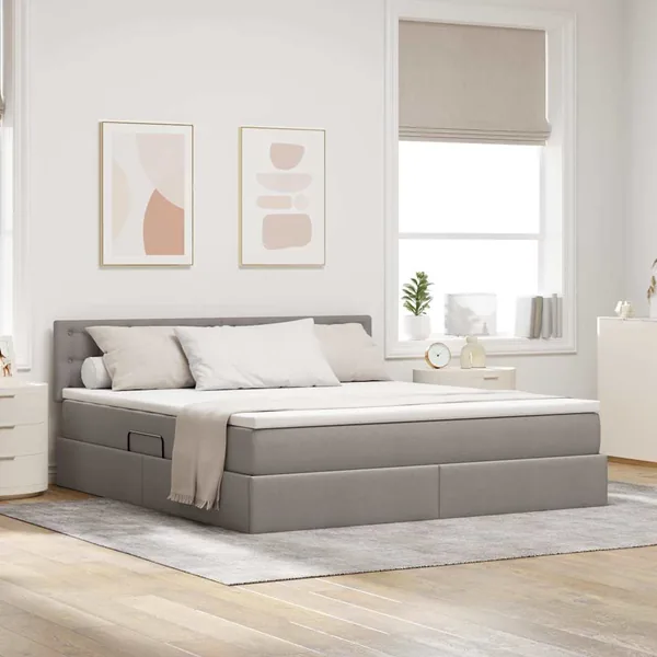 Lit avec rangement et matelas avec matelas Taupe 180 x 200 cm