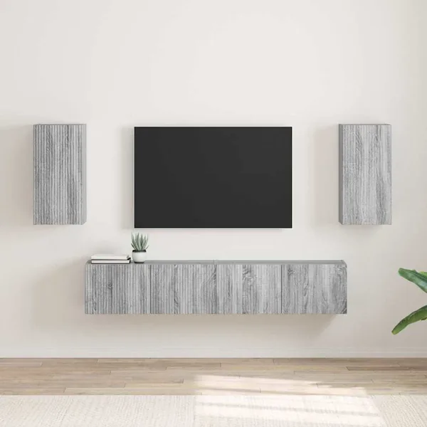 Meuble TV mural Montage mural 2 pcs Gris Sonoma 30 x 31 x 60 cm