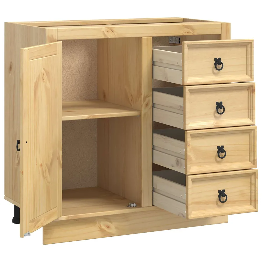 Armoire SKI Brun Miel 80 x 46 x 81 cm Pin massif - 5