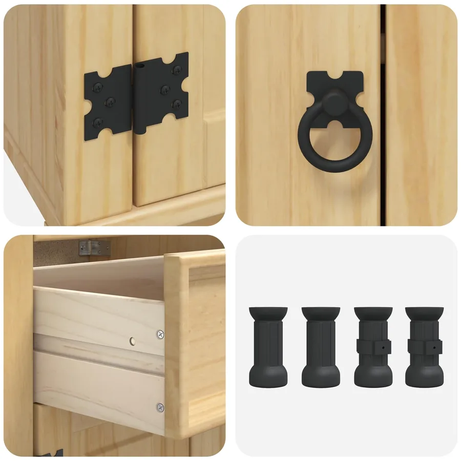 Armoire SKI Brun Miel 80 x 46 x 81 cm Pin massif - 9