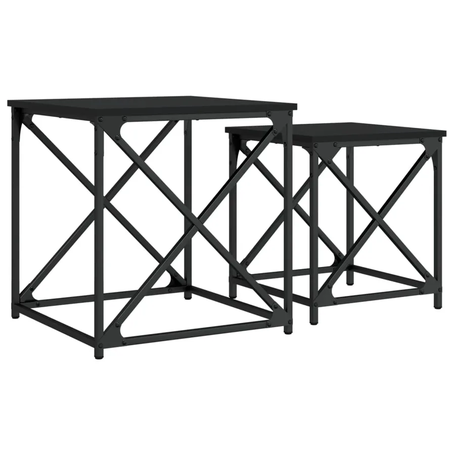 Tables basses gigognes 2 pcs noir bois d'ingénierie - 2