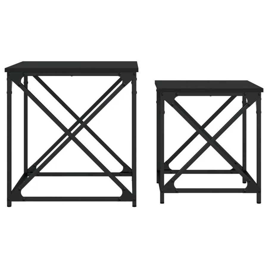 Tables basses gigognes 2 pcs noir bois d'ingénierie - 5