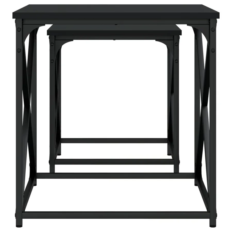 Tables basses gigognes 2 pcs noir bois d'ingénierie - 6