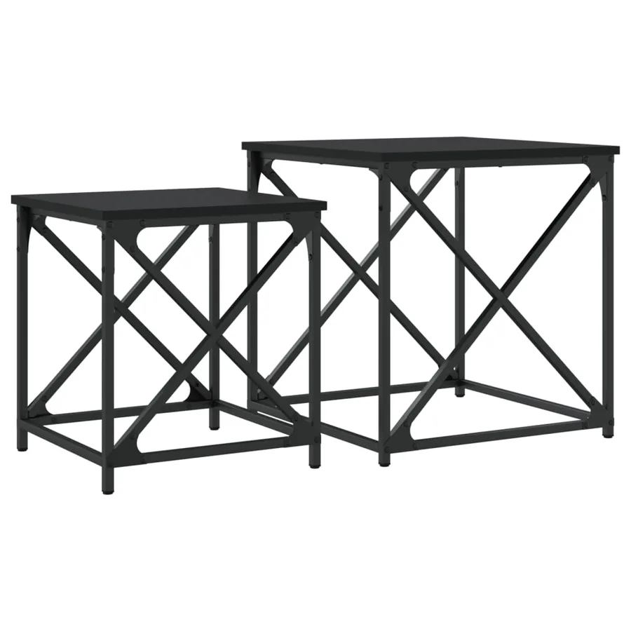 Tables basses gigognes 2 pcs noir bois d'ingénierie - 7