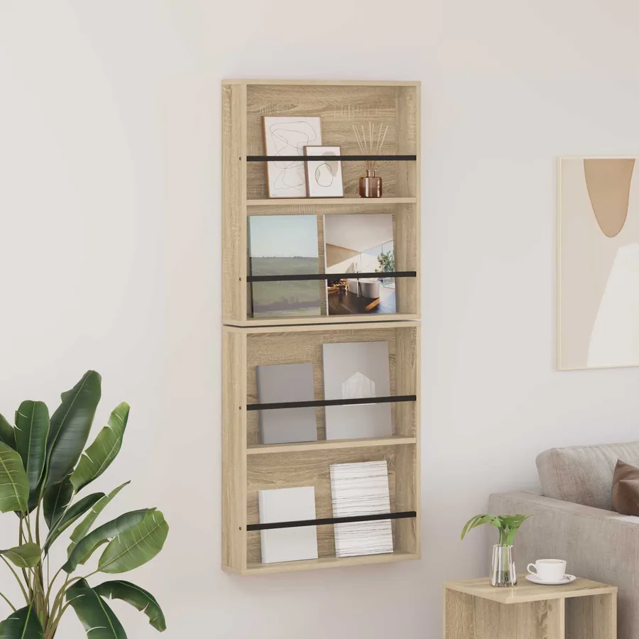 Étagère à magazines 2 pcs Chêne Sonoma 60 x 12 x 70 cm