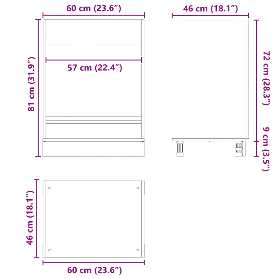 Armoire SKI Brun Miel 60 x 46 x 81 cm Pin massif - 13