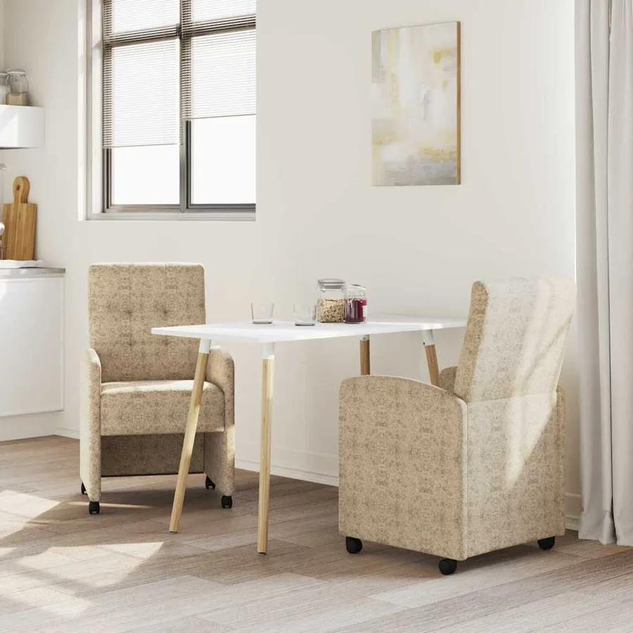 Chaises de Salle à Manger avec Roues 2 pcs Gris clair - 3