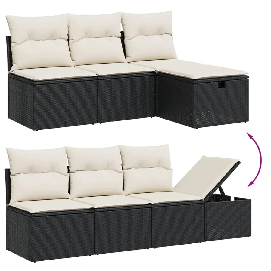 Salon de jardin 7 pcs avec coussins noir résine tressée 62 x 62 x 69 cm - 57,4 kg - 3