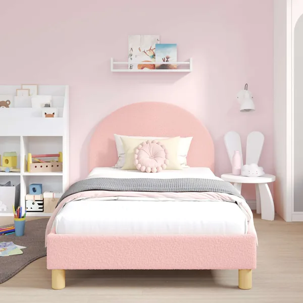 Cadre de lit pour enfants avec tête de lit Rose 90 x 190 cm