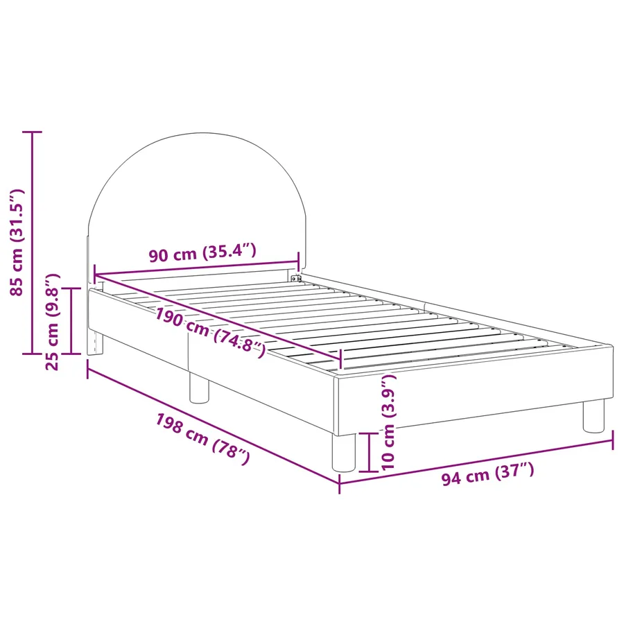 Cadre de lit pour enfants avec tête de lit Rose 90 x 190 cm - 9