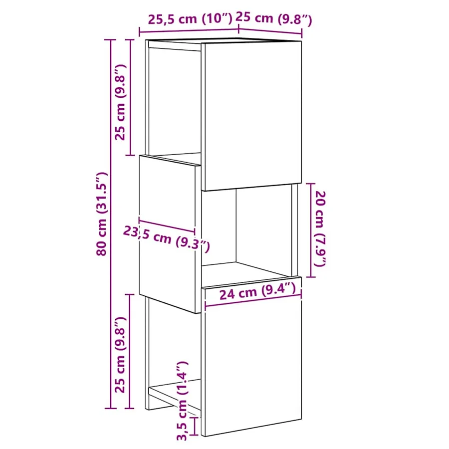 Meuble d'angle 25,5x25x80cm Bois d'ingénierie - 10