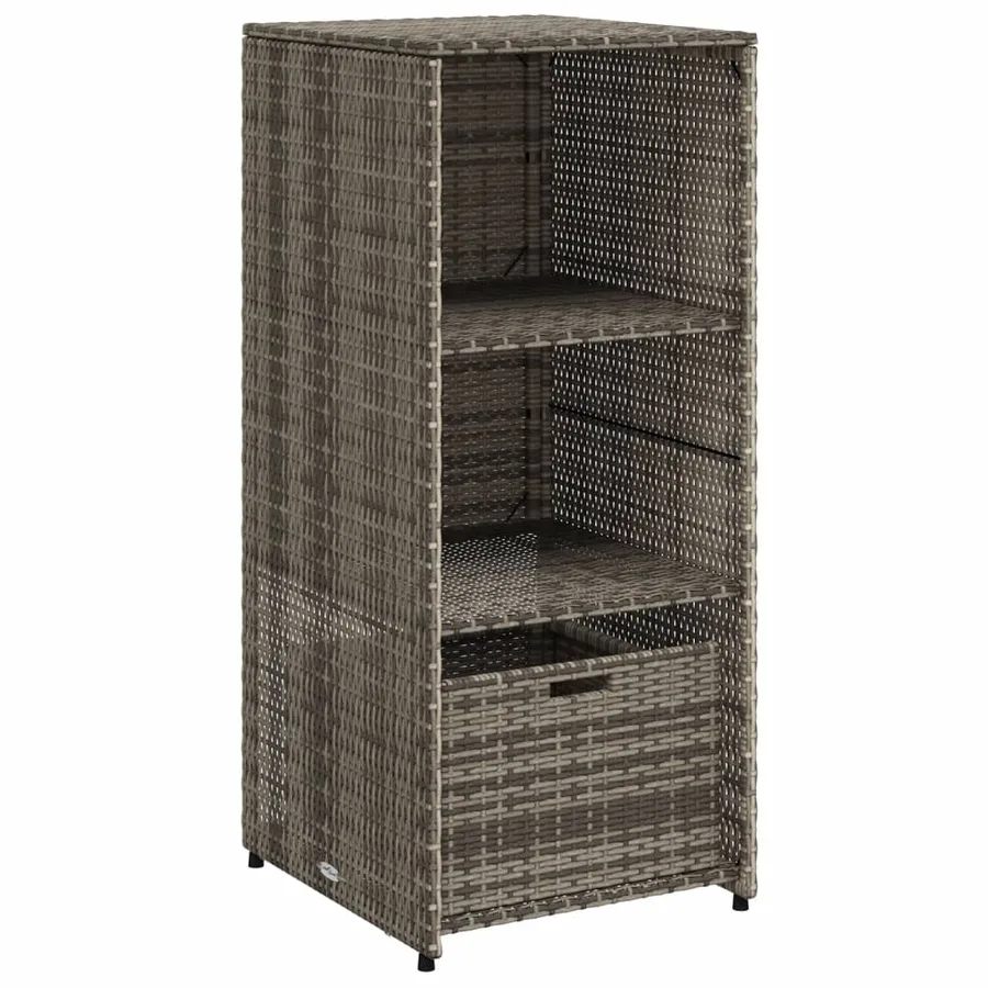 Armoire de rangement de jardin gris 50x55x115 cm résine tressée - 2