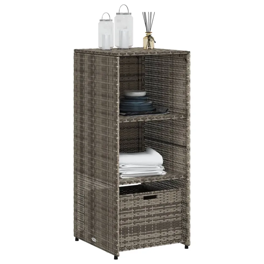 Armoire de rangement de jardin gris 50x55x115 cm résine tressée - 4