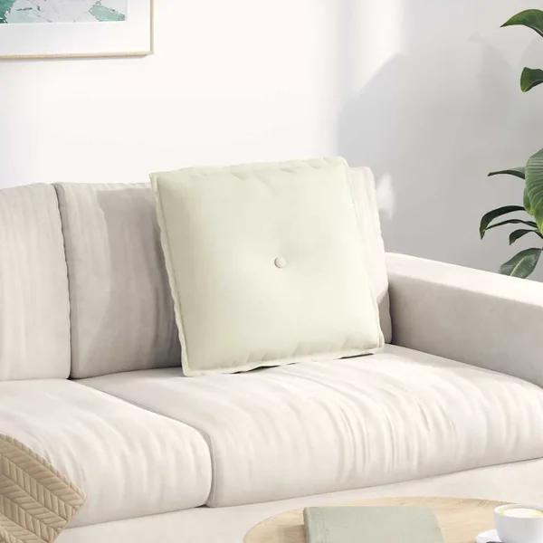 Coussin de Dos Crème 50 x 45 cm Tissu en velours côtelé